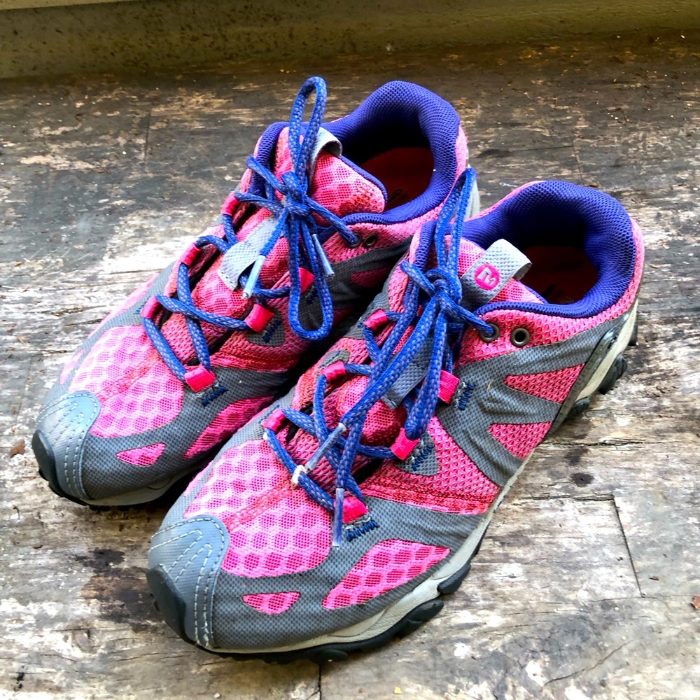 Merrell J24374 Air Women's Pink Gray Trail Running Shoes Size 7.5